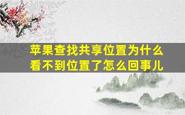 苹果查找共享位置为什么看不到位置了怎么回事儿