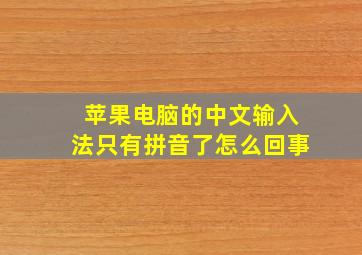 苹果电脑的中文输入法只有拼音了怎么回事