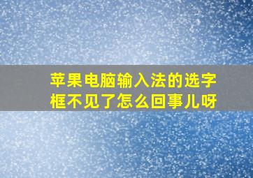 苹果电脑输入法的选字框不见了怎么回事儿呀