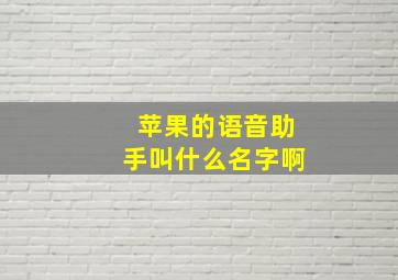 苹果的语音助手叫什么名字啊