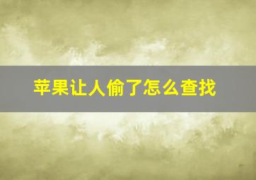 苹果让人偷了怎么查找