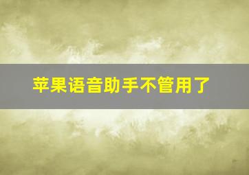 苹果语音助手不管用了