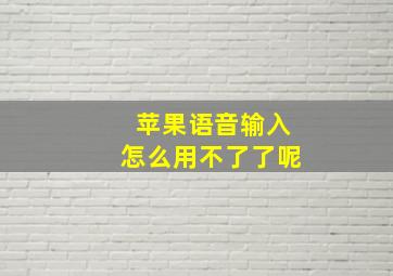 苹果语音输入怎么用不了了呢