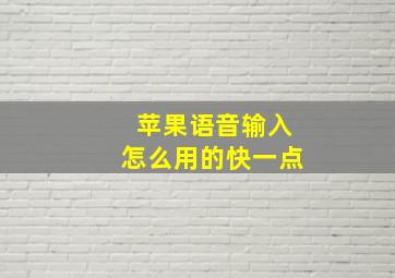 苹果语音输入怎么用的快一点