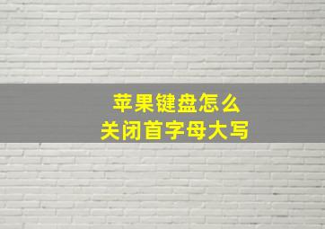 苹果键盘怎么关闭首字母大写