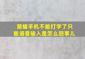 荣耀手机不能打字了只能语音输入是怎么回事儿