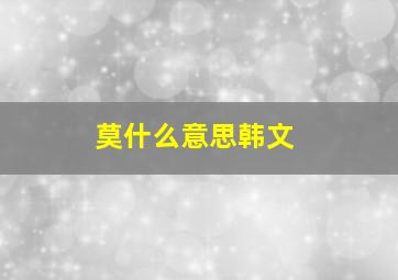 莫什么意思韩文