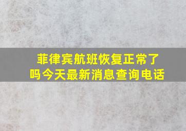 菲律宾航班恢复正常了吗今天最新消息查询电话