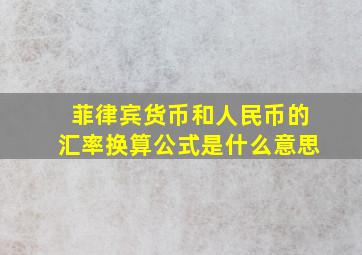 菲律宾货币和人民币的汇率换算公式是什么意思