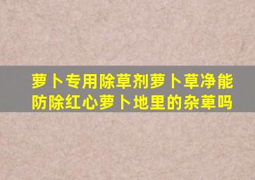 萝卜专用除草剂萝卜草净能防除红心萝卜地里的杂萆吗