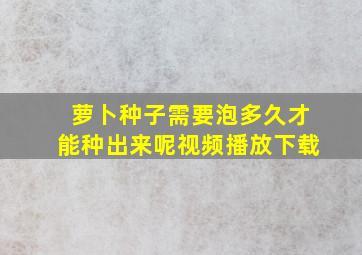 萝卜种子需要泡多久才能种出来呢视频播放下载