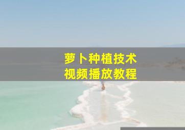 萝卜种植技术视频播放教程