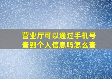 营业厅可以通过手机号查到个人信息吗怎么查