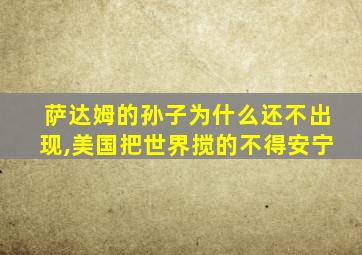 萨达姆的孙子为什么还不出现,美国把世界搅的不得安宁