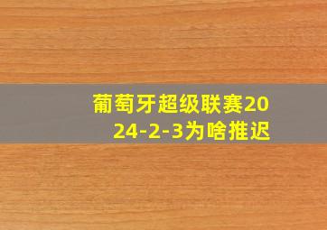 葡萄牙超级联赛2024-2-3为啥推迟