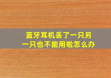 蓝牙耳机丢了一只另一只也不能用啦怎么办