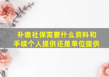 补缴社保需要什么资料和手续个人提供还是单位提供