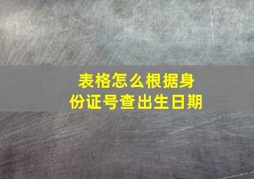 表格怎么根据身份证号查出生日期