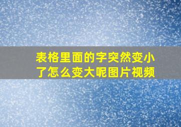 表格里面的字突然变小了怎么变大呢图片视频