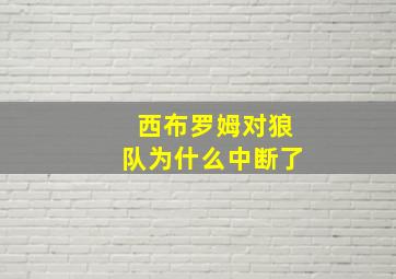 西布罗姆对狼队为什么中断了