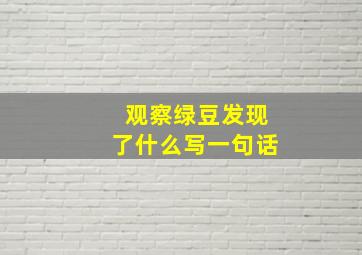 观察绿豆发现了什么写一句话