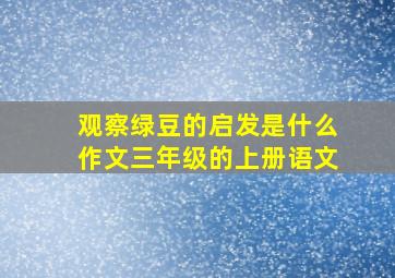 观察绿豆的启发是什么作文三年级的上册语文