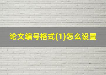 论文编号格式(1)怎么设置