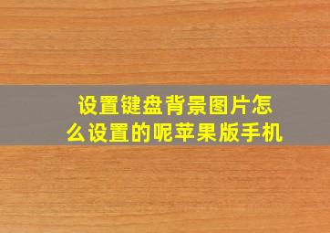 设置键盘背景图片怎么设置的呢苹果版手机