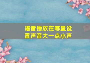 语音播放在哪里设置声音大一点小声