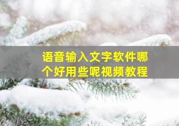 语音输入文字软件哪个好用些呢视频教程