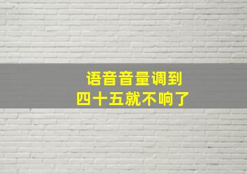 语音音量调到四十五就不响了