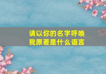 请以你的名字呼唤我原著是什么语言