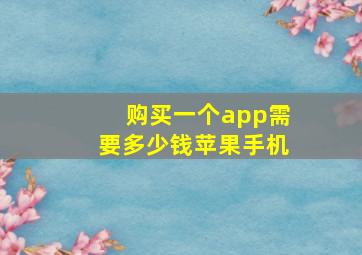 购买一个app需要多少钱苹果手机