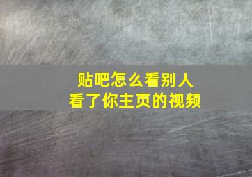 贴吧怎么看别人看了你主页的视频