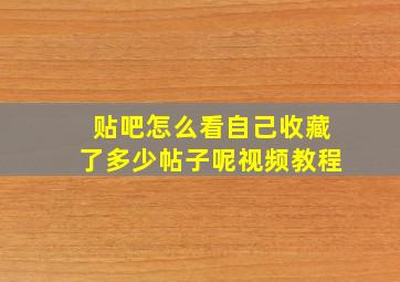 贴吧怎么看自己收藏了多少帖子呢视频教程