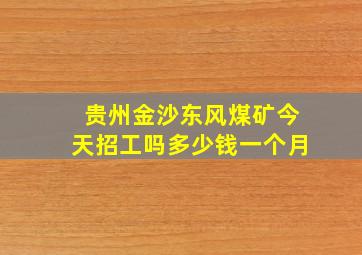 贵州金沙东风煤矿今天招工吗多少钱一个月