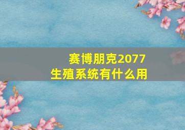 赛博朋克2077生殖系统有什么用