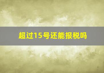 超过15号还能报税吗