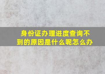 身份证办理进度查询不到的原因是什么呢怎么办