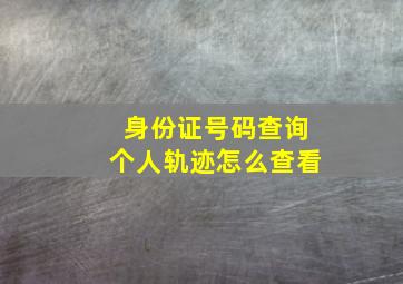 身份证号码查询个人轨迹怎么查看