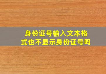 身份证号输入文本格式也不显示身份证号吗