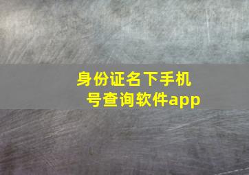 身份证名下手机号查询软件app