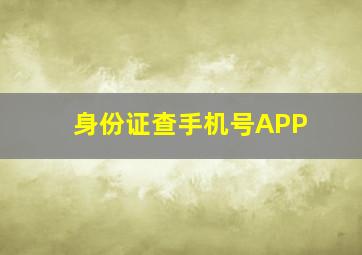 身份证查手机号APP