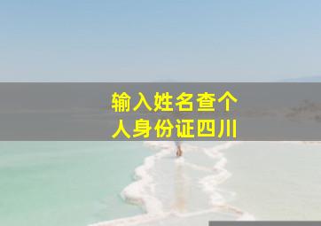 输入姓名查个人身份证四川