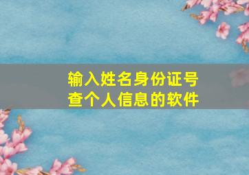 输入姓名身份证号查个人信息的软件