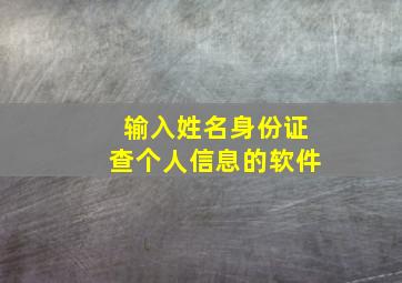 输入姓名身份证查个人信息的软件