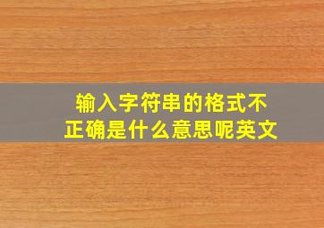 输入字符串的格式不正确是什么意思呢英文