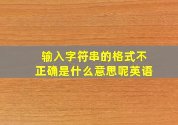 输入字符串的格式不正确是什么意思呢英语