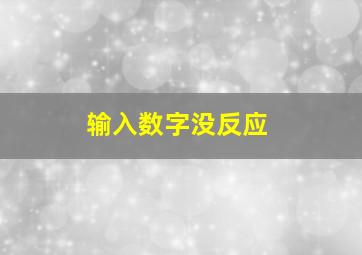 输入数字没反应