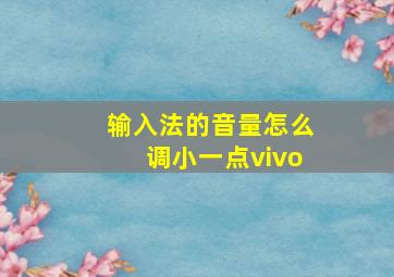 输入法的音量怎么调小一点vivo